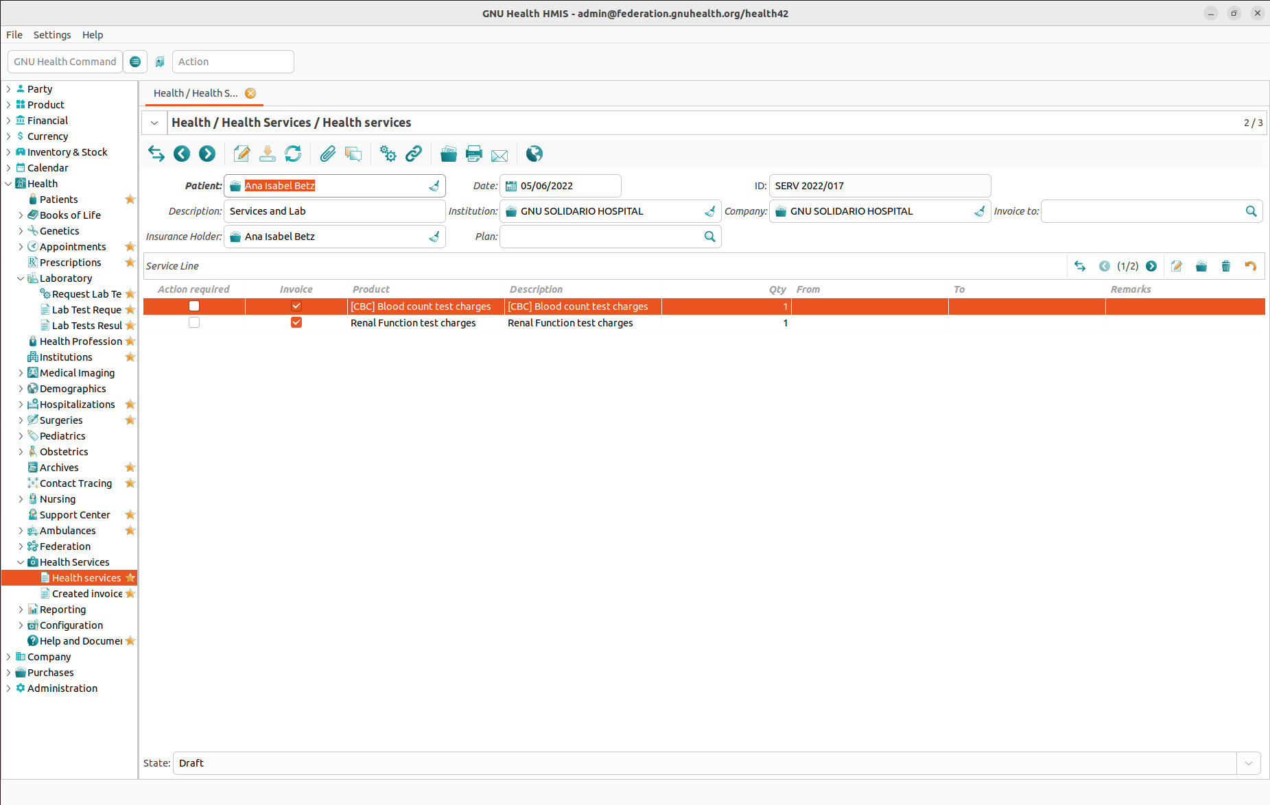 Products and Services Management — GNU Health Hospital Information ...